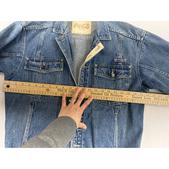 Vintage Coca-Cola Jean Jacket Women Distressed Trucker Classic Retro L - Picture 10 of 11
